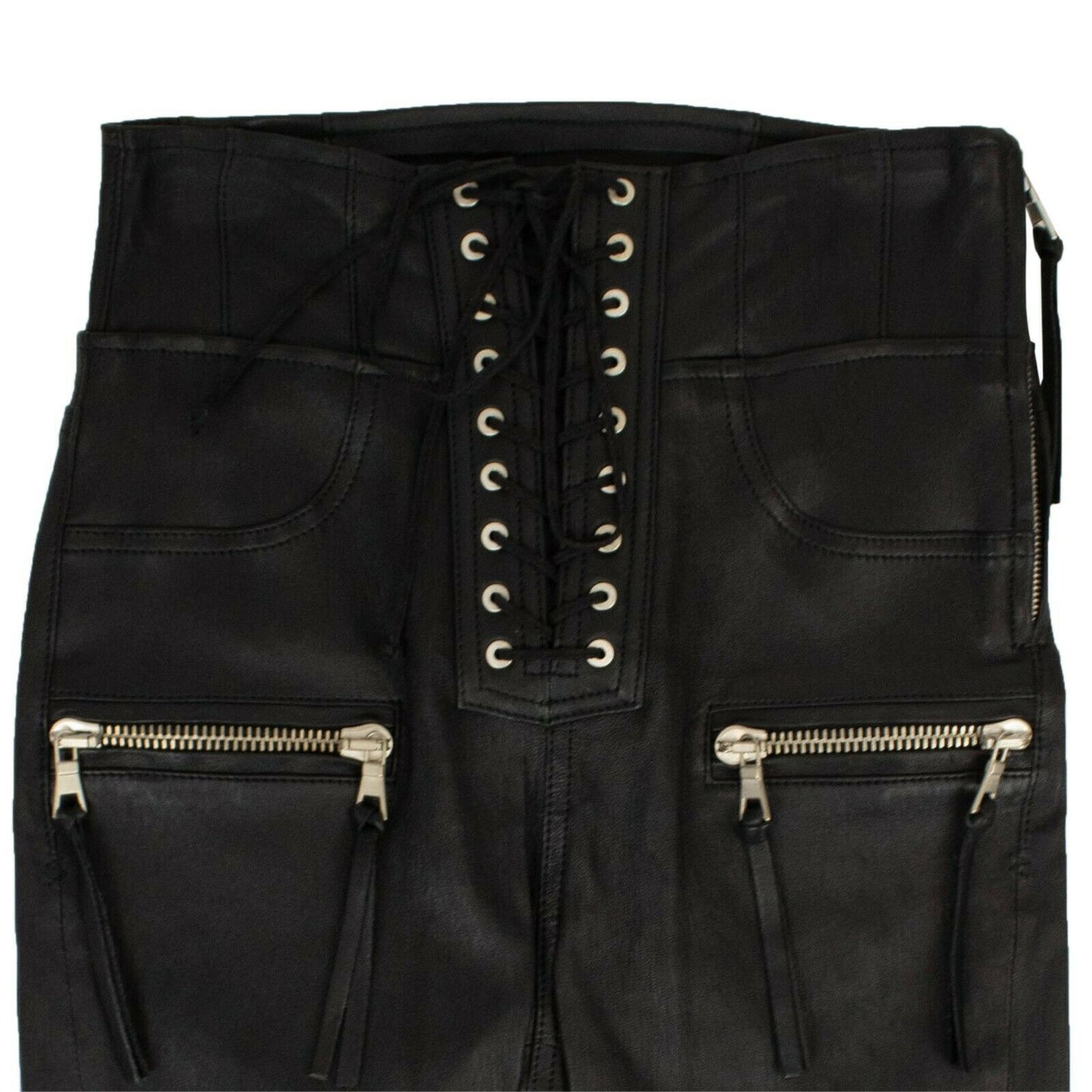 Unravel Project Leather Skinny Lace Up Pants - Black