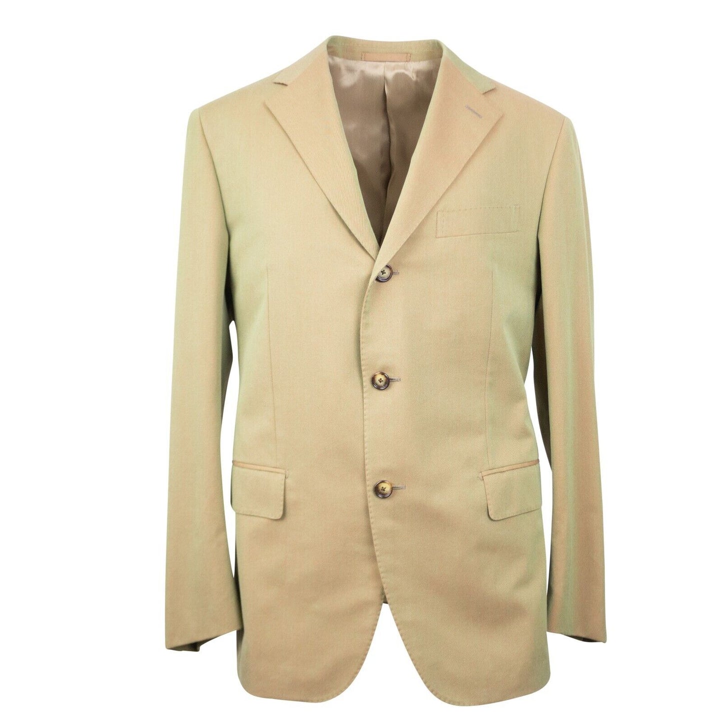 Tan And Green Iridescent Single Breasted Suit