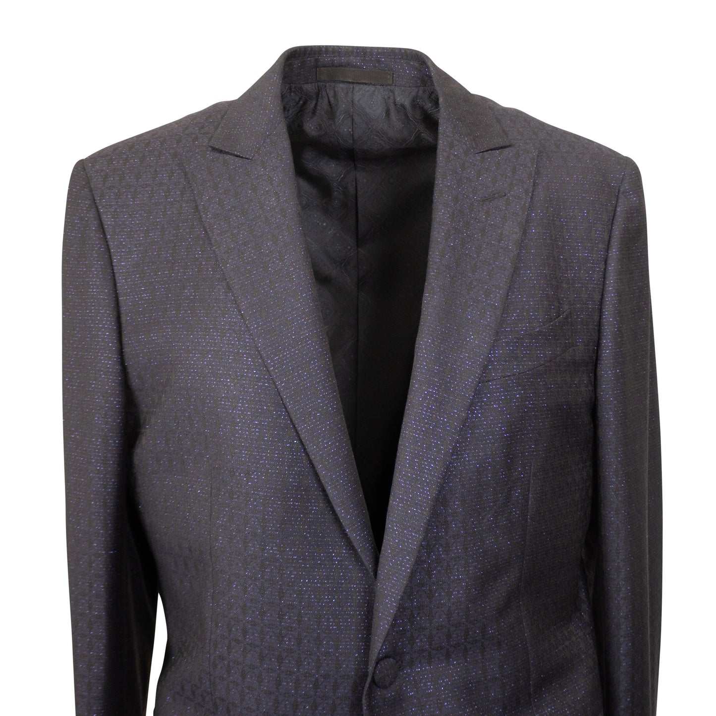 Navy Wool Shimmer Single Breasted Blazer