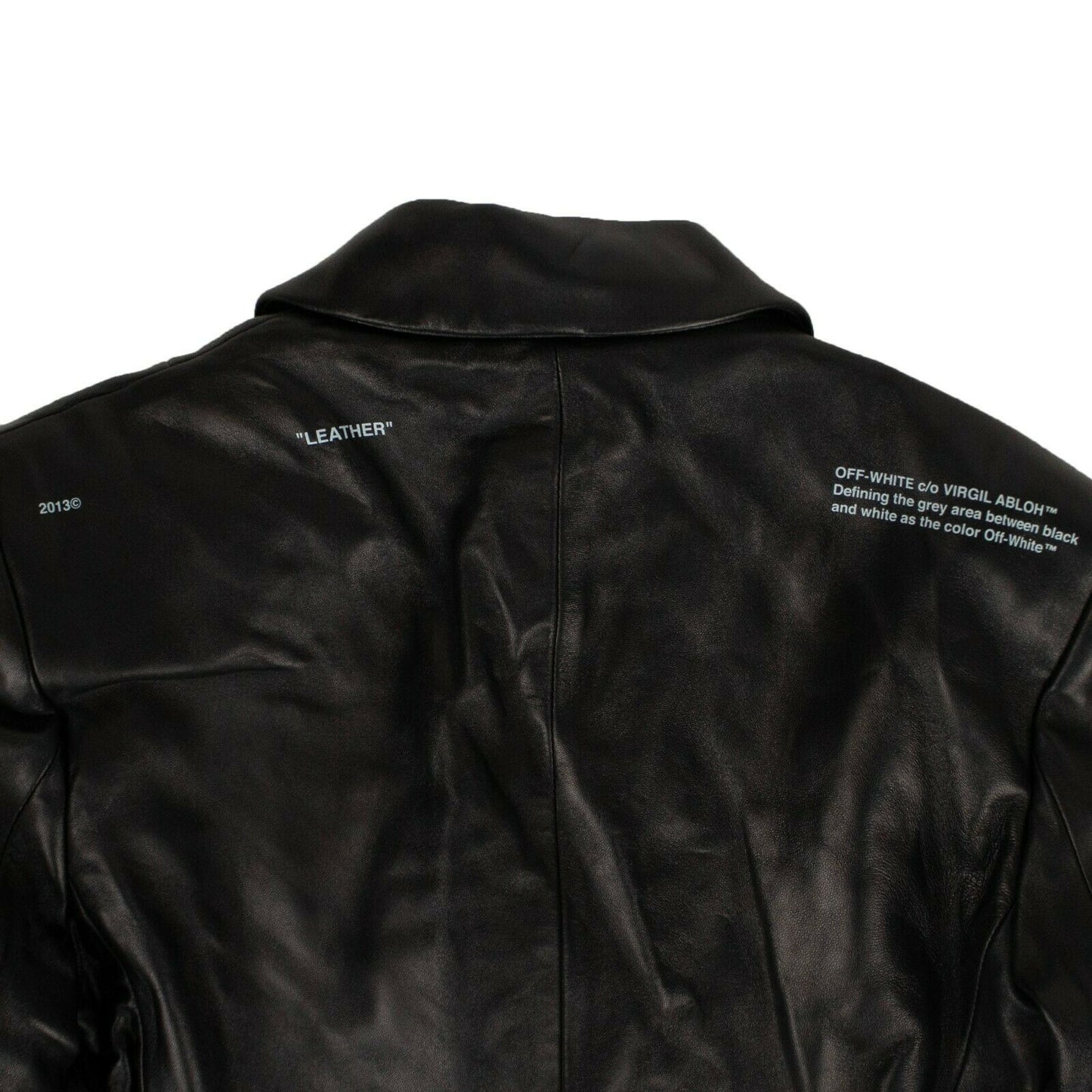 Off White C/O Virgil Abloh Leather Blazer Jacket - Black