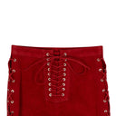 Unravel Project Suede Side Lace-Up Mini Skirt - Red