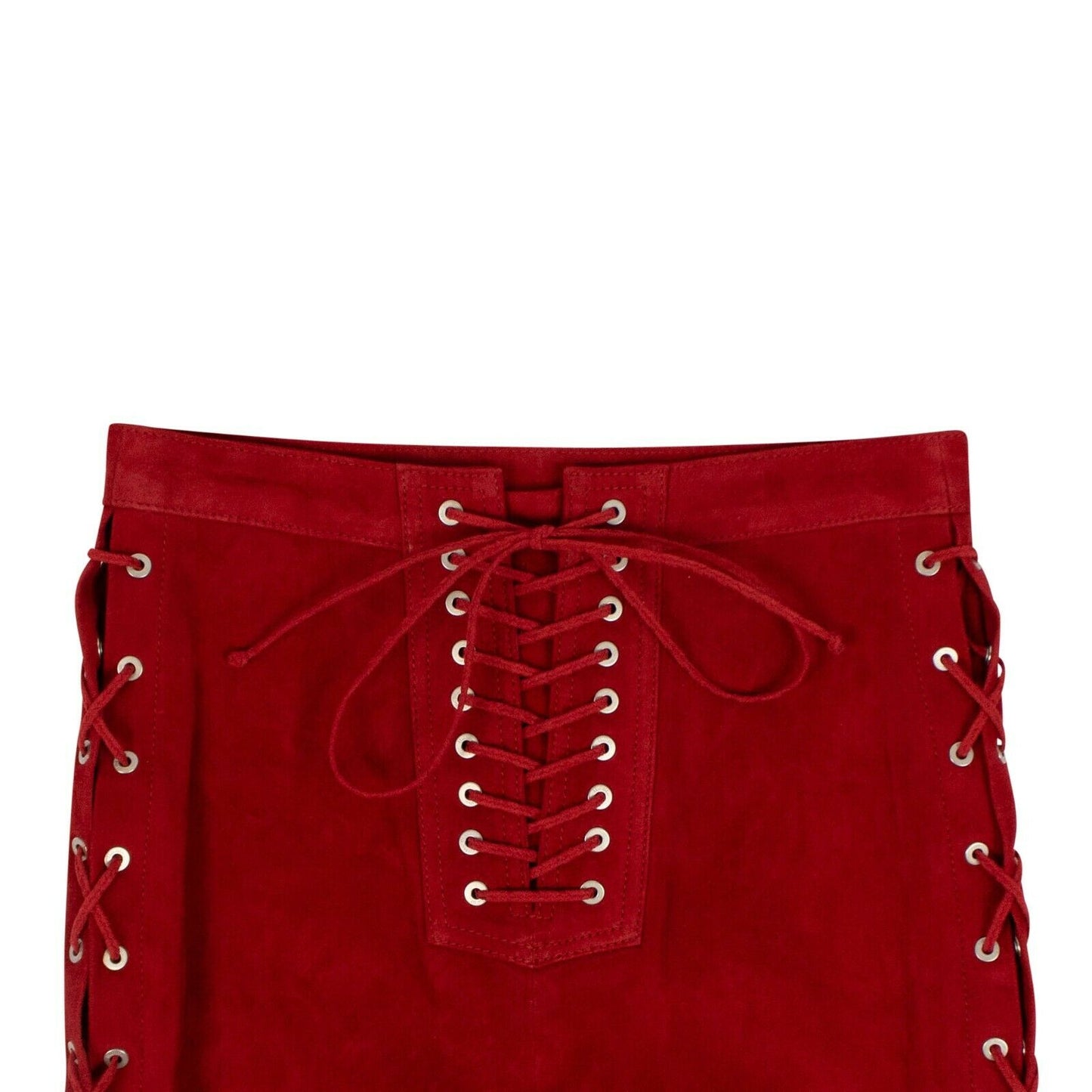 Unravel Project Suede Side Lace-Up Mini Skirt - Red