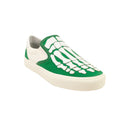 Green And White Leather Skeleton Toe Slip On Sneakers