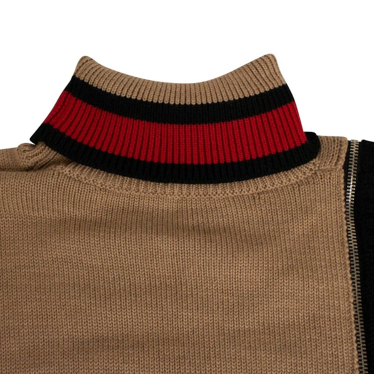 Men's Beige Wool Zip Detail Sweater