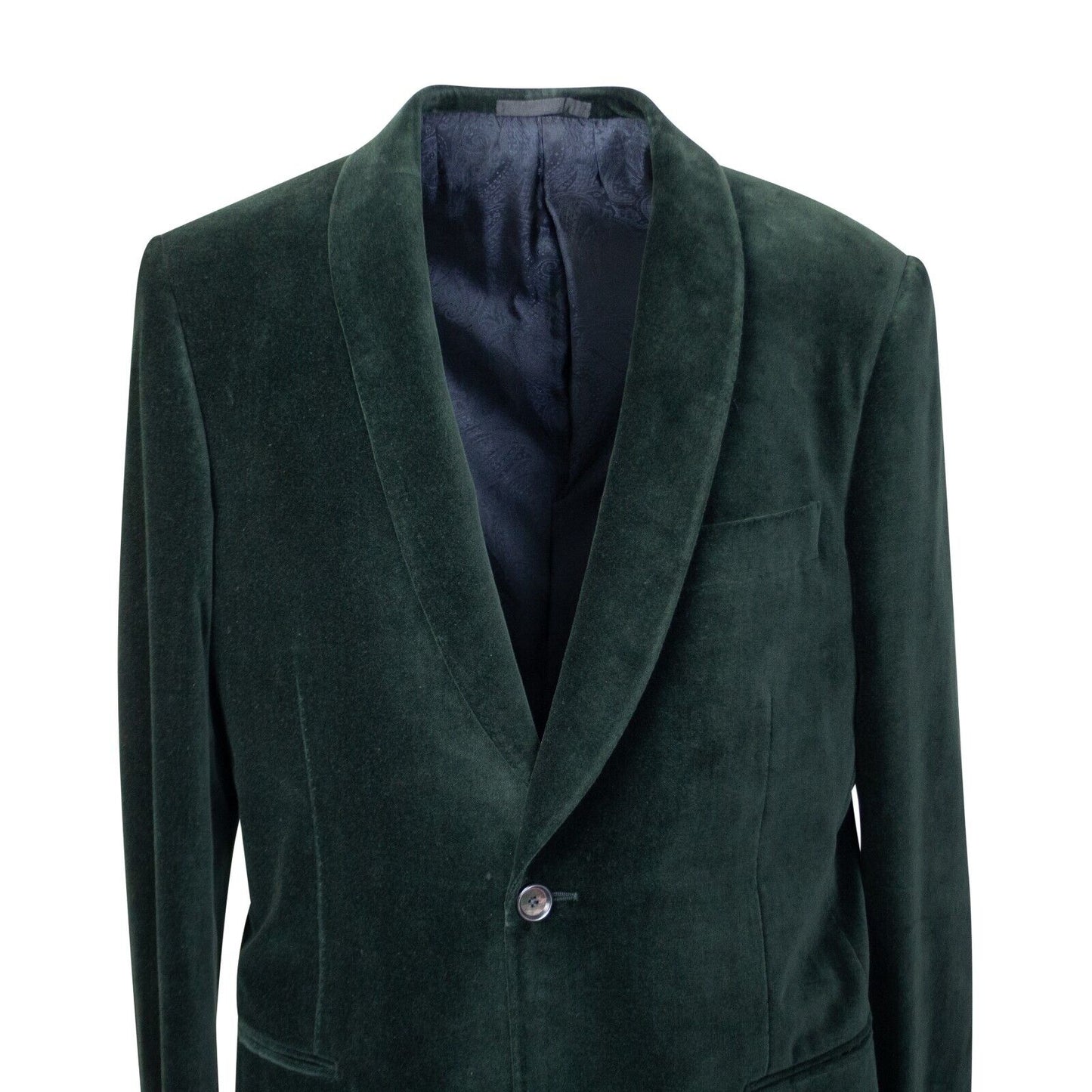 Green Cotton Velvet Single Breasted Blazer