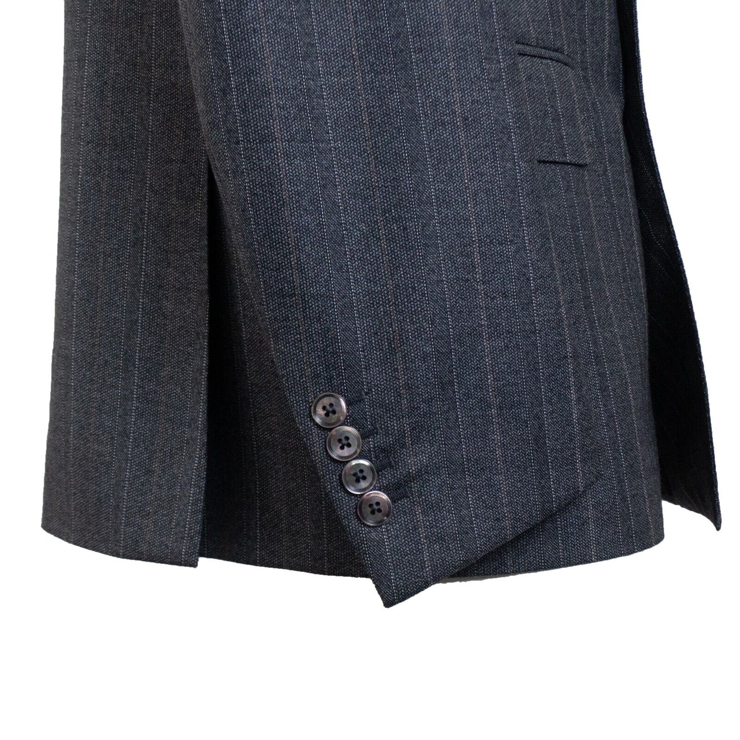 Charcoal Grey Wool Pinstripe Double Breasted Suit