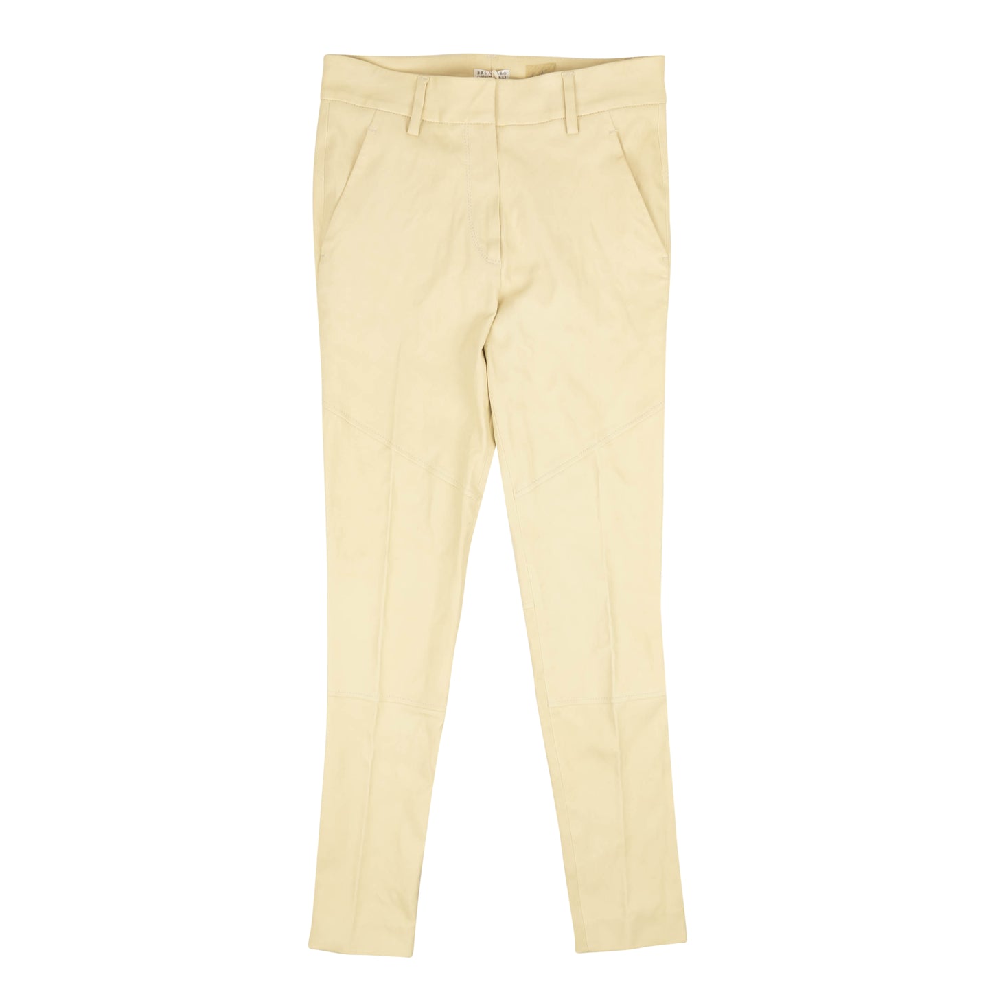 Beige Leather Skinny Pants