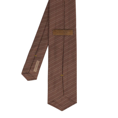 John Lobb Silk Striped Neck Tie - Brown