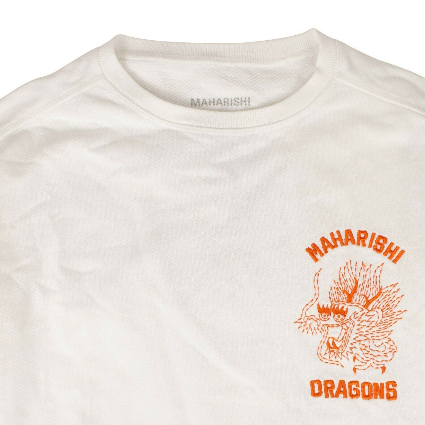 Maharishi Cotton Stencil Dragon Chest Crew Sweater - White