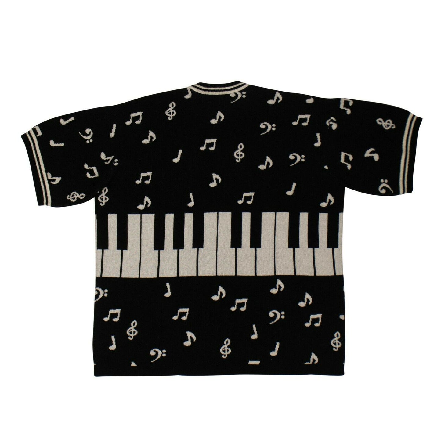 Men's 'Piano Note' Short Sleeves Crew Tee Sweater - Black