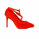 Off-White C/O Virgil Abloh Furry Zip Tie Heels - White