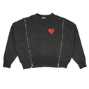 Gray Wool 'Pin My Heart' Zip Detail Sweatshirt