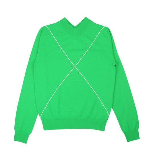 NWT BOTTEGA VENETA Grass Green Contrast Stitch V-Neck Sweater