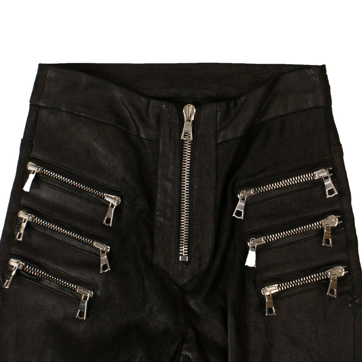 Unravel Project Leather Slim Biker Pants - Black