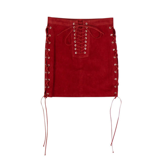 Unravel Project Suede Side Lace-Up Mini Skirt - Red