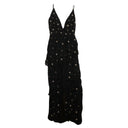 Amiri Silk Star Beaded Asymmetric Long Dress - Black