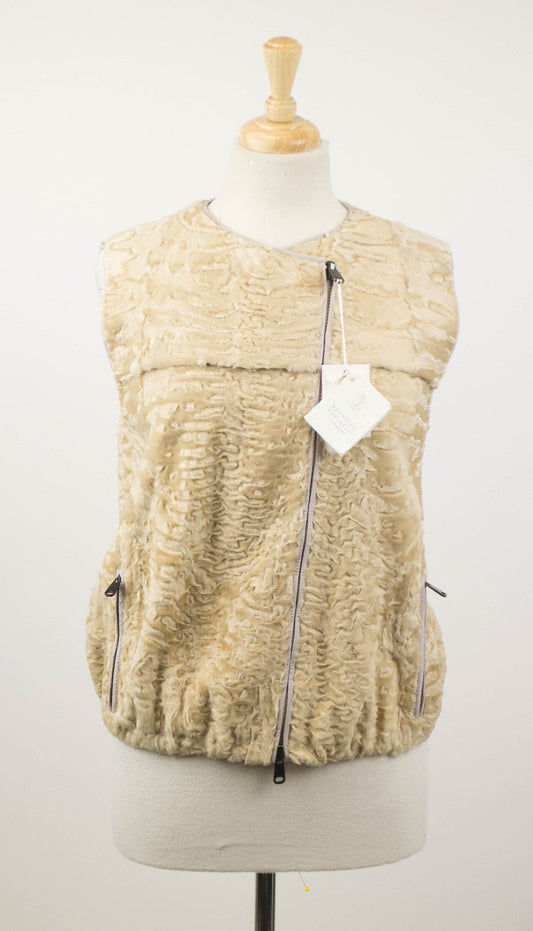 Yellow Astrakhan Fur Reversible Jacket Vest