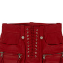 Unravel Project Leather Cropped Plonge Lace-Up Pants - Red