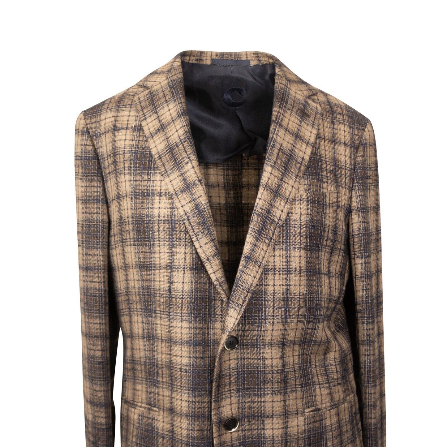 Brown Plaid Single Breasted Blazer