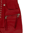 Unravel Project Leather Cropped Plonge Lace-Up Pants - Red