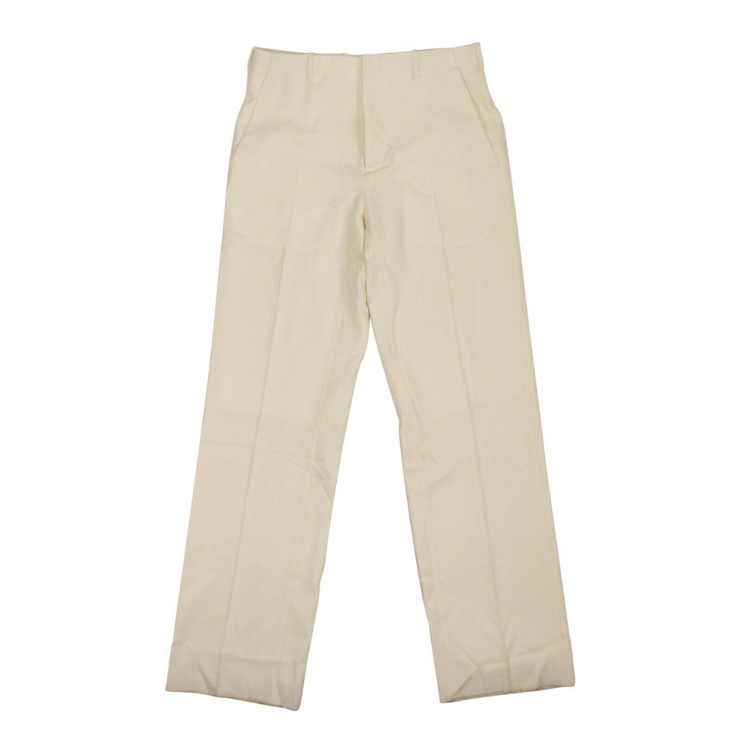 Ivory Wool Classic Tailored Straight Leg Pants