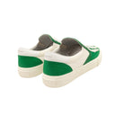 Green And White Leather Skeleton Toe Slip On Sneakers