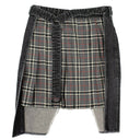 Unravel Project Denim Plaid Asymmetric Skirt - Black