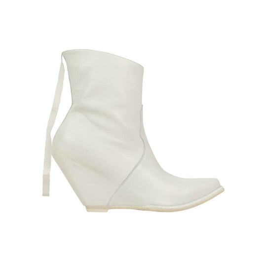 Unravel Project Leather Western Low Boots Shoes - White