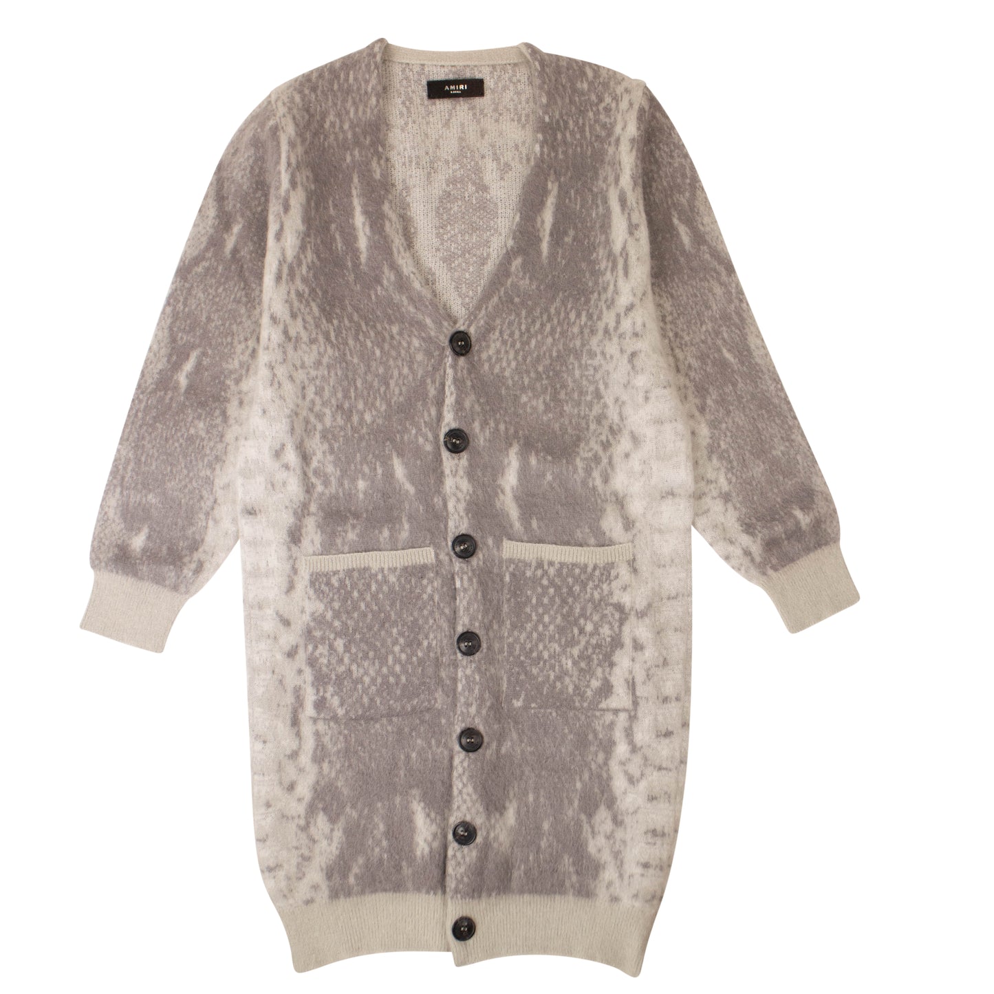 Amiri Oversized Snakeskin Print Cardigan Sweater - Gray