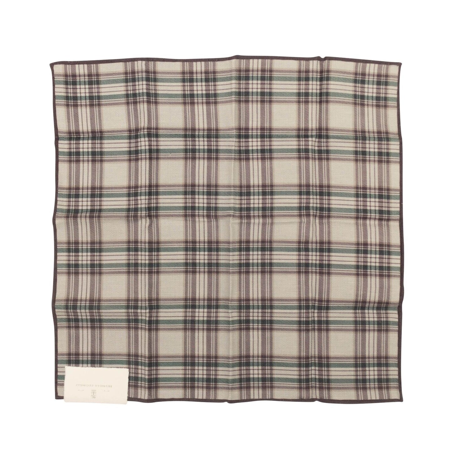 Grey, Purple And Green Plaid Pocket Square