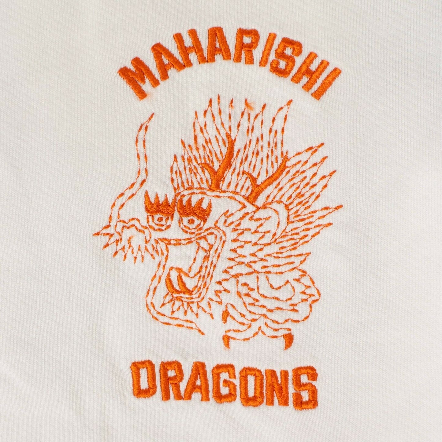 Maharishi Cotton Stencil Dragon Chest Crew Sweater - White