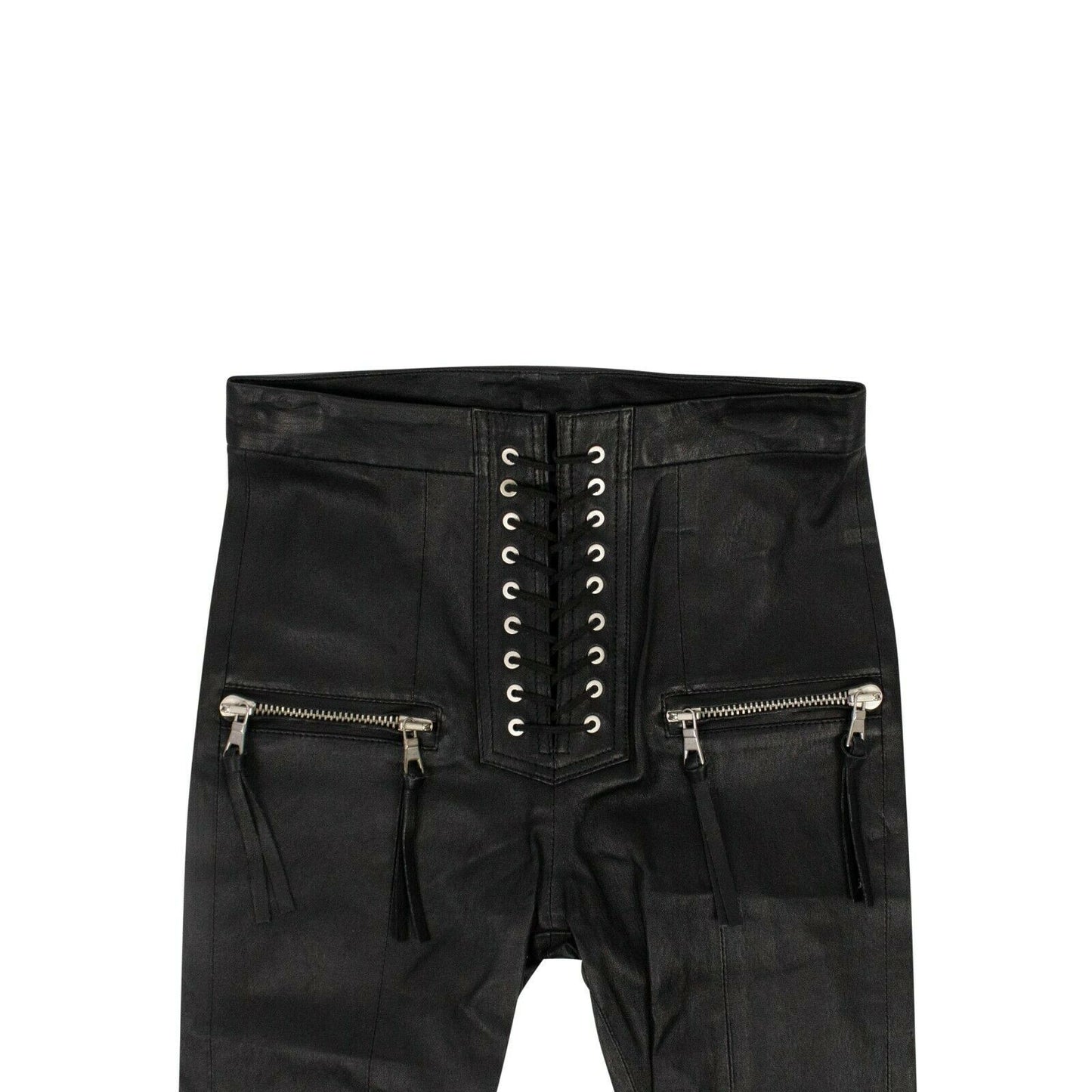 Unravel Project Leather Lace Up Skinny Pants - Black