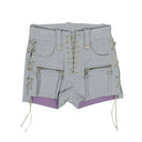 Unravel Project Light Leather Plonge Lace-Up Shorts - Gray