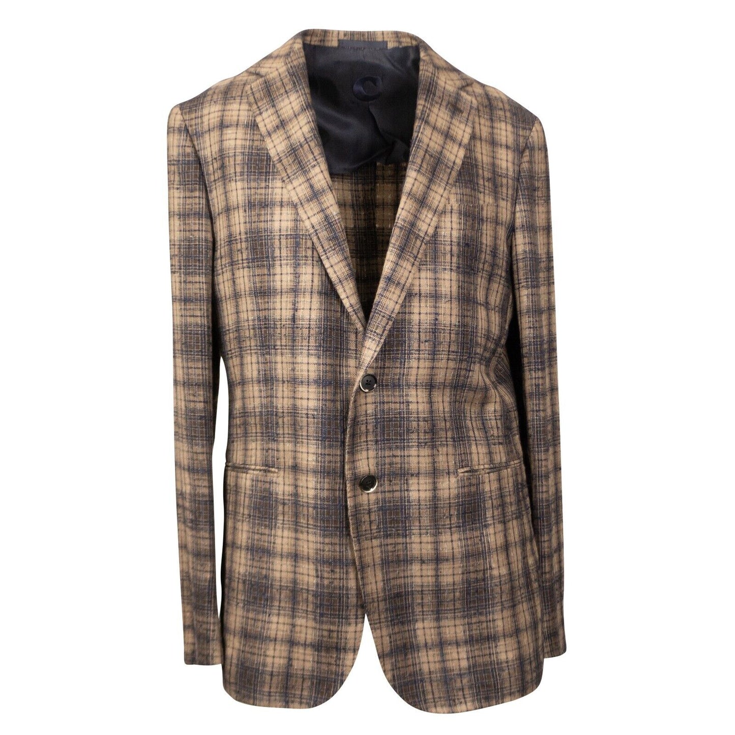 Brown Plaid Single Breasted Blazer