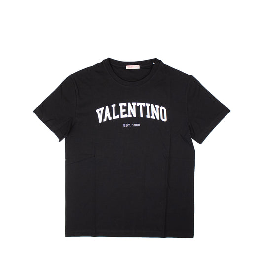Valentino Cotton T-Shirt With Valentino Print - Black