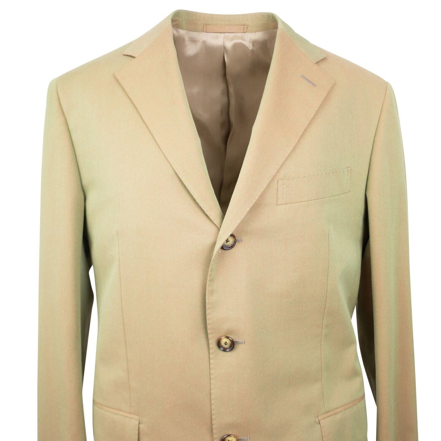 Tan And Green Iridescent Single Breasted Suit