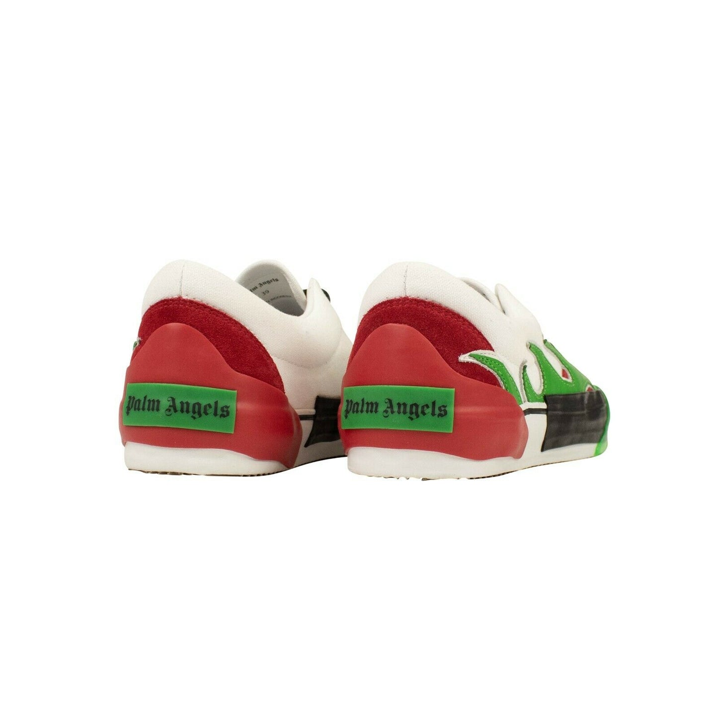 Palm Angels Flame Low Top Sneaker Shoes - White/Red/Green