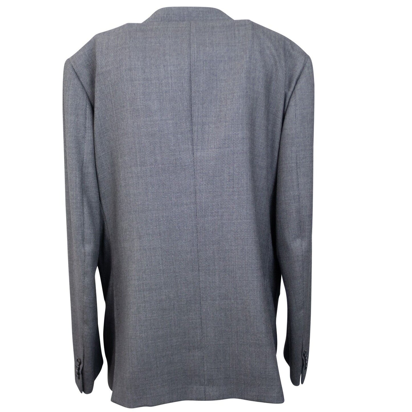 Grey & Black Wool Single Breasted Blazer