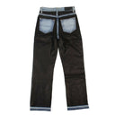 Amiri Leather Denim Straight Jeans - Indigo
