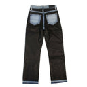 Amiri Leather Denim Straight Jeans - Indigo
