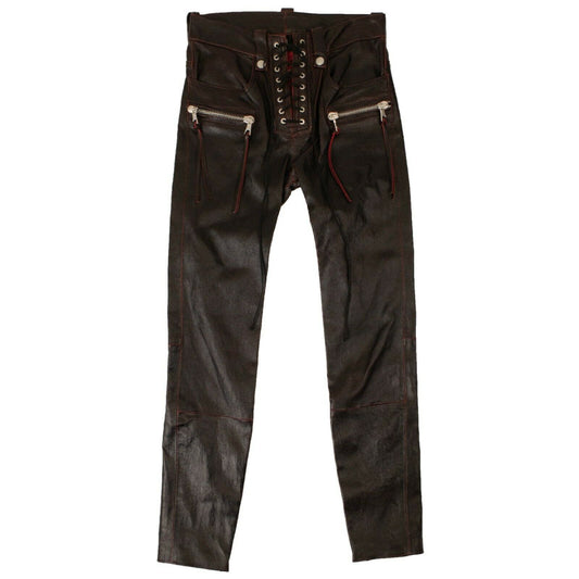 Unravel Project Leather Lace Up Detail Pants - Black/Red