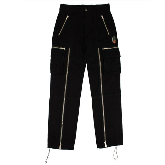 Men's Black Zip Embellished Straight Leg Pants