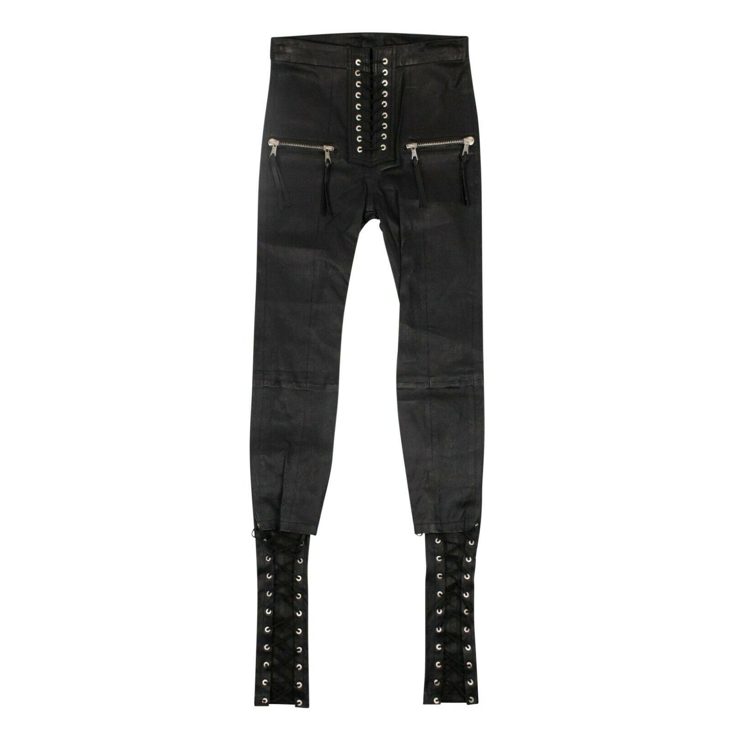 Unravel Project Leather Lace Up Skinny Pants - Black