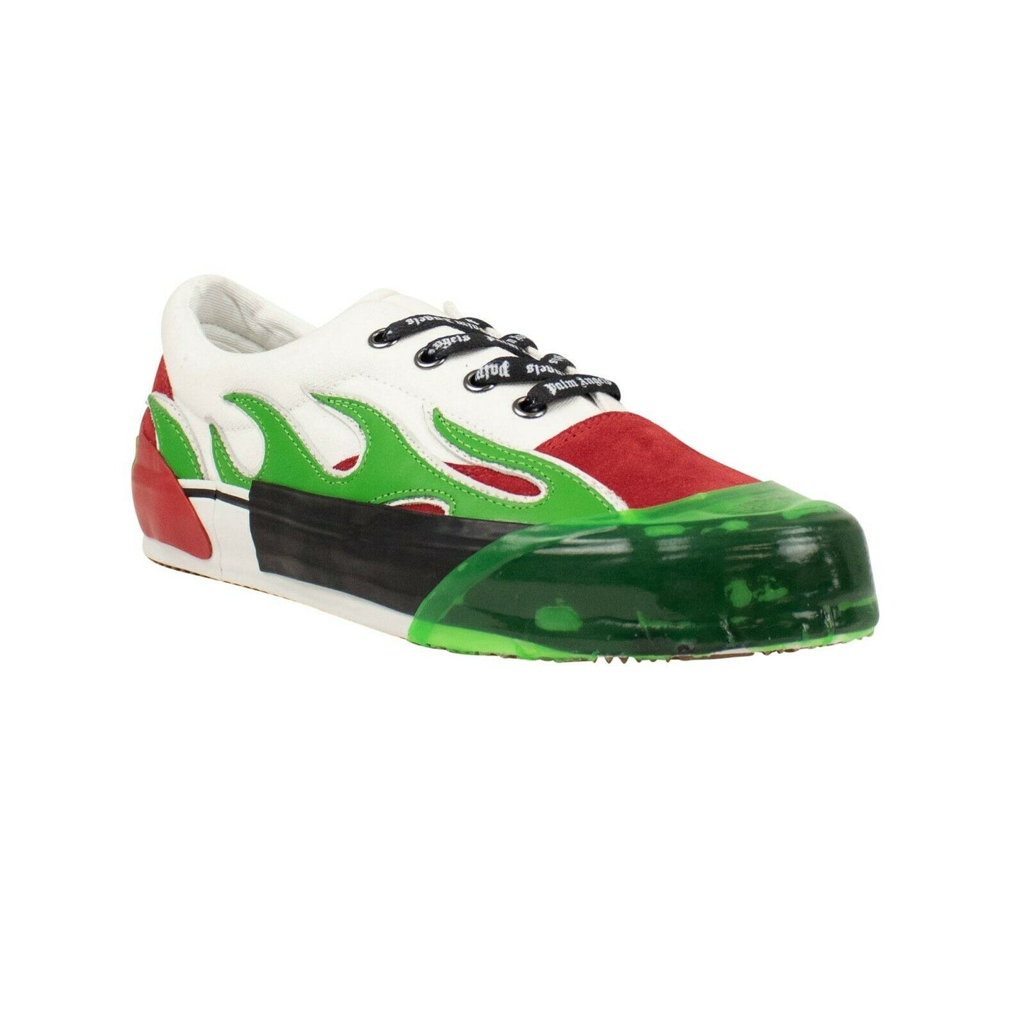 Palm Angels Flame Low Top Sneaker Shoes - White/Red/Green