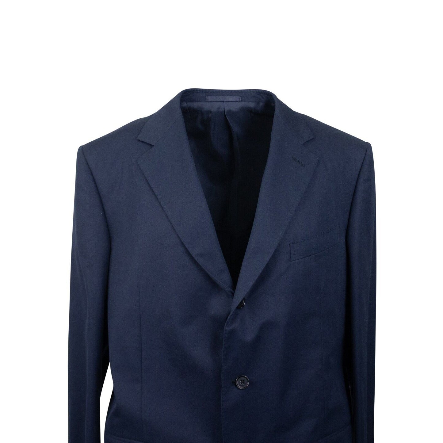 Navy Cotton Single Breasted Blazer