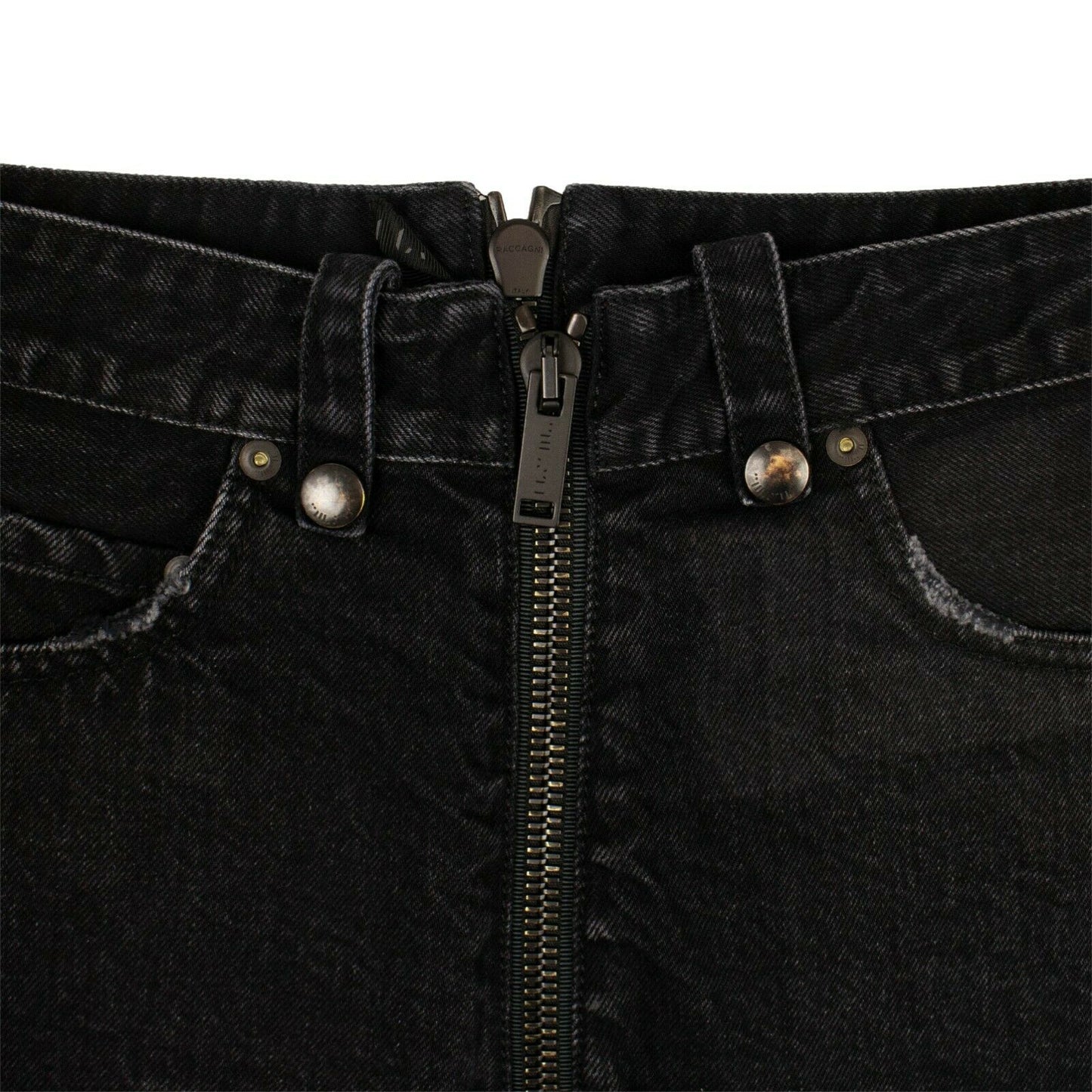 Unravel Project Denim Distressed Hem Short Pants - Black