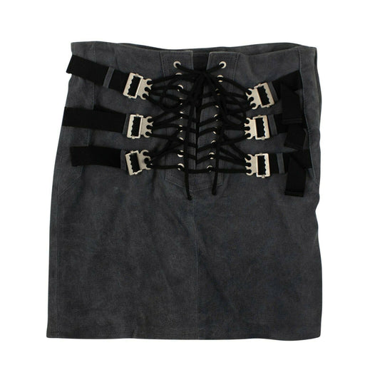 Unravel Project Antacite Lace Up Mini Skirt - Gray