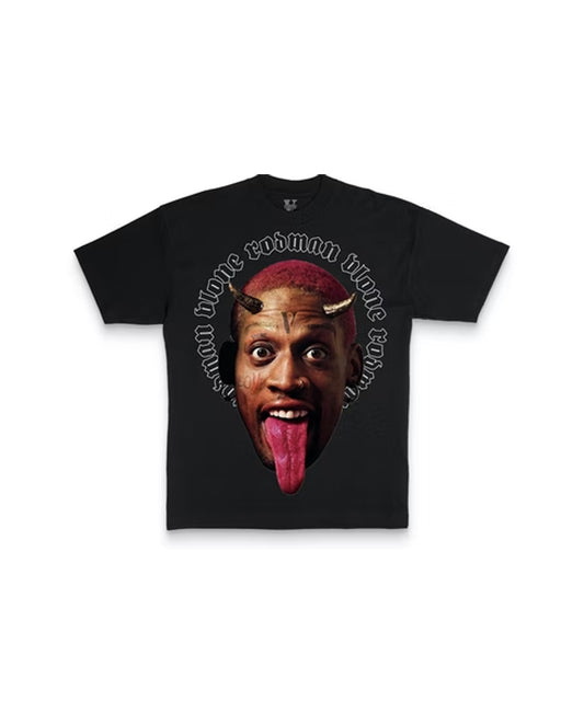 Vlone X Dennis Rodman Angel Vs Demon Short Sleeve T-Shirt - Black