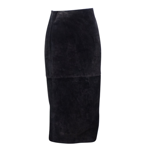 Saint Laurent Suede Pencil Skirt - Black