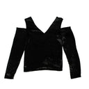 Baja East Sparkly Velvet Cold Shoulder Shirt - Black